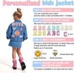 Personalized Kids Denim Jean Jacket with Name Patches, Custom Long Sleeve Jacket for Boys & Girls, Back to School, Personalized 1-10T Year Birthday Christmas Gifts for Baby Girl Toddler Clothes - Image 4