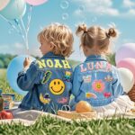 Personalized Kids Denim Jean Jacket with Name Patches, Custom Long Sleeve Jacket for Boys & Girls, Back to School, Personalized 1-10T Year Birthday Christmas Gifts for Baby Girl Toddler Clothes - Image 8