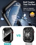 Smiling 2 Pack Case Built in Tempered Glass Screen Protector Compatible with Apple Watch Series 3/Series 2 42mm, Hard PC Case Overall Protective Cover- 1 Black + 1 Transparent - Image 3
