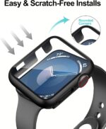 Smiling 2 Pack Case Built in Tempered Glass Screen Protector Compatible with Apple Watch Series 3/Series 2 42mm, Hard PC Case Overall Protective Cover- 1 Black + 1 Transparent - Image 4