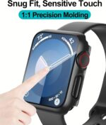 Smiling 2 Pack Case Built in Tempered Glass Screen Protector Compatible with Apple Watch Series 3/Series 2 42mm, Hard PC Case Overall Protective Cover- 1 Black + 1 Transparent - Image 5