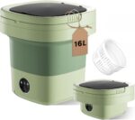 16L Large Capacity Portable Washing Machine, Laundry Washer Cleaning for Underwear, Baby Clothes, Shirts,Small Delicates. Foldable Mini Washer and Dryer Combo for Apartment,Hotel,Camp,RV,Travel(Green)