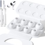 4 Pairs Replacement Ear Tips for AirPods Pro 2nd/1st Generation with Portable Storage Box & Cleaner Pen,Noise Reduction Holewith & Built-in dust Guard Screen,Silicone Ear Tips for AirPods Pro (White)