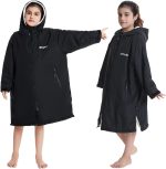 Hiturbo Warm Kids Swim Parka: Waterproof Changing Robe - Oversize Swimming Coat - Hooded Surf Poncho - Thick Lining (7-14Y) - Image 5