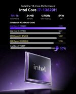 KAMRUI Hyper H2 Mini Gaming PC, in-tel Core i7-13620H Mini Computers (Beats 1280P, 10C/16T, up to 4.9GHz), 32GB RAM 1TB PCle4.0 SSD Desktop Computer, Triple 4K Display, USB4, WiFi6, BT5.2, Business - Image 4