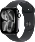 Apple Watch Series 11 [GPS 46mm] Smartwatch with Jet Black Aluminum Case with Black Sport Band - M/L. Sleep Score, Fitness Tracker, Health Monitoring, Always-On Display, Water Resistant