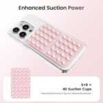 Klearlook Silicone Double-Sided Suction Cup Phone Case Detachable Mount, Sticky Phone Grip with Higher Suction Power for iPhone, Hands-Free Phone Accessories Holder for Selfies and Videos, Light Pink - Image 2