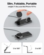 Foldable 3 in 1 Wireless Charging Station for Apple Magsafe Charger Stand,Fast Magnetic Wireless Charger Station for iPhone 17 Air 16 15 14 13 12 Series,Airpods Pro,Apple Watch Ultra (Pure Black) - Image 3