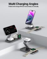 Foldable 3 in 1 Wireless Charging Station for Apple Magsafe Charger Stand,Fast Magnetic Wireless Charger Station for iPhone 17 Air 16 15 14 13 12 Series,Airpods Pro,Apple Watch Ultra (Pure Black) - Image 8