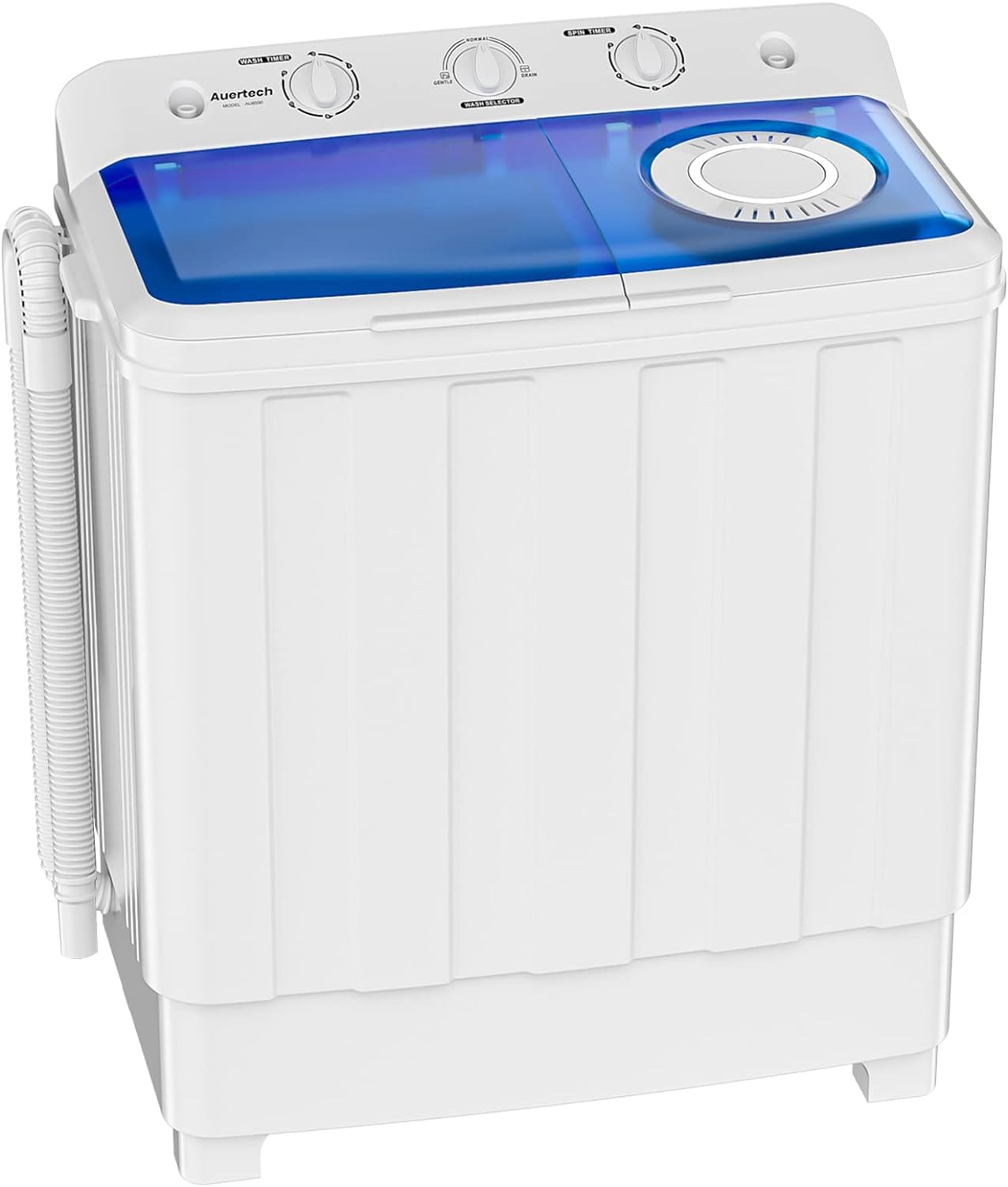 Auertech Portable Washing Machine, 28lbs Twin Tub Washer Mini Compact Auertech Portable Washing Machine, 28lbs Twin Tub Washer Mini Compact Laundry Machine with Drain Pump, Semi-automatic 18lbs Washer 10lbs Spinner Combo for Dorms, Apartments, RVs