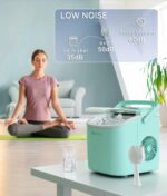 ecozy Portable Ice Maker Countertop, 9 Cubes Ready in 6 Mins, 26 lbs in 24 Hours, Self-Cleaning Machine with Ice Bags/Standing Ice Scoop/Ice Basket for Kitchen Office Bar Party, Aqua - Image 6