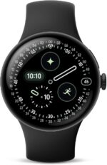 Google Pixel Watch 4 (45mm) - Android Smartwatch with Heart Rate and Sleep Tracking - 40-Hour Battery - Fitness Tracking - Google AI - Matte Black Aluminum Case - Obsidian Active Band - Wi-Fi