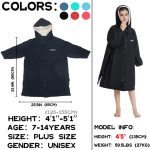 Hiturbo Warm Kids Swim Parka: Waterproof Changing Robe - Oversize Swimming Coat - Hooded Surf Poncho - Thick Lining (7-14Y) - Image 2
