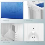 COSTWAY Portable Washing Machine, Twin Tub 20 Lbs Capacity, Compact Laundry Washer(12 Lbs) and Spinner(8 Lbs), Durable Design, Timer Control, Perfect for RV, Apartments and Dorms, Blue+White - Image 7