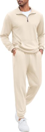 COOFANDY Men's Tracksuit 2 Piece Quarter Zip Sweatsuit Sets Casual Athletic Running Jogging Suits