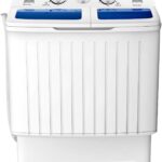 COSTWAY Portable Washing Machine, Twin Tub 20 Lbs Capacity, Compact Laundry Washer(12 Lbs) and Spinner(8 Lbs), Durable Design, Timer Control, Perfect for RV, Apartments and Dorms, Blue+White