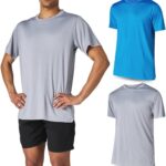 Men’s Athletic Short Sleeve Gym Workout T-Shirts 2 Pack Mens Dry Fit Tees Moisture Wicking Crew Neck Running T Shirt for Men