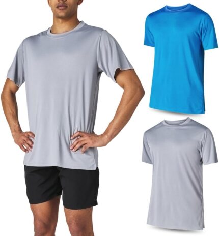 Men’s Athletic Short Sleeve Gym Workout T-Shirts 2 Pack Mens Dry Fit Tees Moisture Wicking Crew Neck Running T Shirt for Men