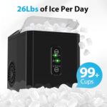 Aeitto Ice Makers Countertop, 26Lbs/24H Ice Machine with 2 Sizes of Bullet Ice, 9 Ice Cubes Ready in 6 Mins, Self-Cleaning Portable Ice Maker with Ice Scoop and Basket for Home Office Bar RV, Black - Image 3