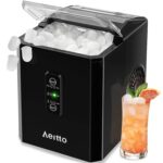 Aeitto Ice Makers Countertop, 26Lbs/24H Ice Machine with 2 Sizes of Bullet Ice, 9 Ice Cubes Ready in 6 Mins, Self-Cleaning Portable Ice Maker with Ice Scoop and Basket for Home Office Bar RV, Black