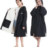 Hiturbo Warm Kids Swim Parka: Waterproof Changing Robe - Oversize Swimming Coat - Hooded Surf Poncho - Thick Lining (7-14Y)