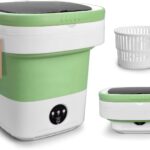 Portable Mini Washing Machine, Foldable Washer and Dryer with 3 Modes Deep Cleaning, Upgraded Small Collapsible Laundry for Hotel, Apartment, Home and Travel - Green