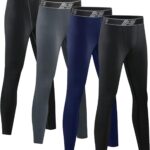 HOPLYNN 4 Pack Youth Boy’s Compression Pants Leggings Tights Athletic Base Layer Under Pants Gear for Football Sports