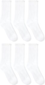 Hanes Unisex Plain White Socks Pack or Plain Black Socks Pack, Men's, Women's & Teen Sizes, Crew and Ankle 6-Packs - Image 2
