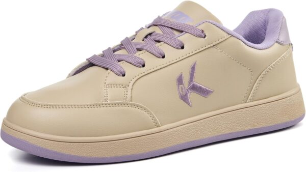 Women's Classic Fashion Sneakers Versatile Casual Walking Shoes Leather Comfort Skate Shoes Lightweight Non-Slip Flat Shoe Lace-up Minimalist Tennis Footwear