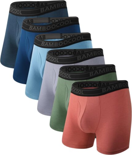 BAMBOO COOL Breathable Men's Underwear Modern Multipack Comfortsoft Moisture-Wicking Boxer Briefs 6 Pack