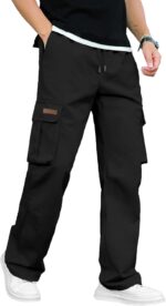 PLEPAN Men's Casual Cargo Pants Drawstring Hiking Pants Workout Tactical Joggers Sweatpants for Men - Image 7