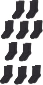Amazon Essentials Unisex Kids and Toddlers' Cotton Crew Socks, 10 Pairs