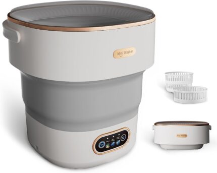 Mini Laundry Machine 16L — Foldable Portable Laundry Machine and Spinner for Baby Clothes, Underwear, Socks; Ideal for Travel, Dorms, Camping