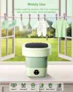 16L Large Capacity Portable Washing Machine, Laundry Washer Cleaning for Underwear, Baby Clothes, Shirts,Small Delicates. Foldable Mini Washer and Dryer Combo for Apartment,Hotel,Camp,RV,Travel(Green) - Image 7