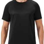 Workout Mens Shirts - Casual Black Quick Dry Moisture Wicking T-Shirts Crew Neck Short Sleeve for Gym Athletic Running