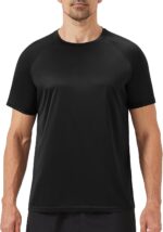 Workout Mens Shirts - Casual Black Quick Dry Moisture Wicking T-Shirts Crew Neck Short Sleeve for Gym Athletic Running