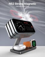 Foldable 3 in 1 Wireless Charging Station for Apple Magsafe Charger Stand,Fast Magnetic Wireless Charger Station for iPhone 17 Air 16 15 14 13 12 Series,Airpods Pro,Apple Watch Ultra (Pure Black) - Image 5