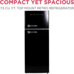 Frigidaire EFR786 Retro Apartment Size Refrigerator with Top Freezer - 2 Door Fridge with 7.5 Cu Ft of Storage Capacity, Adjustable Spill-Proof Shelves, Door & Crisper Bins, Black - Image 2