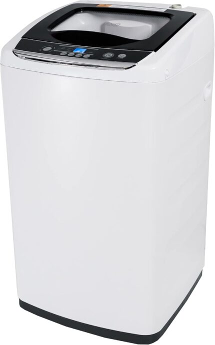 BLACK+DECKER 0.9 Cu. Ft. Portable Washer, 6.6 lb. Capacity Washing Machine for Homes & Apartments, 5 Wash Cycles, Quick Connect Sink Adapter and Drain Hose Included, Transparent Lid, BPWM09W, White