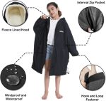 Hiturbo Warm Kids Swim Parka: Waterproof Changing Robe - Oversize Swimming Coat - Hooded Surf Poncho - Thick Lining (7-14Y) - Image 4
