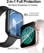 Smiling 2 Pack Case Built in Tempered Glass Screen Protector Compatible with Apple Watch Series 3/Series 2 42mm, Hard PC Case Overall Protective Cover- 1 Black + 1 Transparent - Image 2