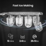 Countertop Ice Maker Machine – 8 Bullet Ice in 6 Mins, 26.5lbs/24Hrs Output – Self-Cleaning Portable Design with Selectable Ice Size & Touch Display for Home/Office/Bar - Image 3
