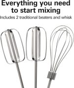 Hamilton Beach 6-Speed Electric Hand Mixer with Whisk, Traditional Beaters, Snap-On Storage Case, 250 Watts, White - Image 4
