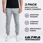 Ultra Performance 3 Pack Fleece Active Tech Joggers for Men, Mens Sweatpants with Zipper Pockets - Image 2
