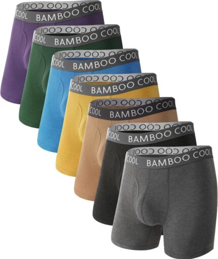 BAMBOO COOL Men's Ultra ComfortSoft Underwear, Moisture Wicking & Breathable No Ride Up Boxer Briefs with Fly, Multipack
