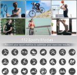 aycy Smart Watch for Men Women Bluetooth Call, 1.85" HD Touch Screen Fitness Watch with Sleep Heart Rate Monitor, 112+ Sports Modes, IP68 Waterproof Activity Trackers for Android iOS, Black - Image 3