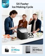 EUHOMY Countertop Ice Maker Machine with Handle, 25.5lbs in 24Hrs, 9 Ice Cubes Ready in 6 Mins, Self-Cleaning Portable Ice Maker with Basket and Scoop, for Kitchen/Home/Camping/RV. (Black) - Image 2
