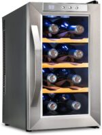 Ivation 8 Bottle Thermoelectric Wine Cooler/Chiller - Stainless Steel - Counter Top Red & White Wine Cellar w/Digital Temperature, Freestanding Refrigerator Smoked Glass Door Quiet Operation Fridge