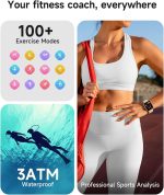 Smart Watch for Women, Answer/Make Calls, Alexa Built-in, 1.85" Touch Screen Fitness Tracker for Android & iPhone, Heart Rate/Sleep/SpO2 Monitor Smartwatch, IP68 Waterproof 100+ Sport Modes, 2 Bands - Image 4
