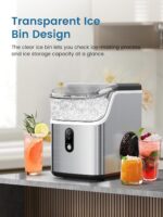 COWSAR Nugget Ice Makers Countertop, Soft Chewable Crushed Ice Maker Machine, Portable Pebble Ice Maker Countertop, 34Lbs/Day, Self-Cleaning, One-Button Operation Ice Machine for Home Kitchen Party - Image 3